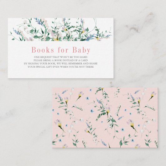 Baby showers voor de Waterverf van wilde bloemen v Informatiekaartje (Voorkant / Achterkant)