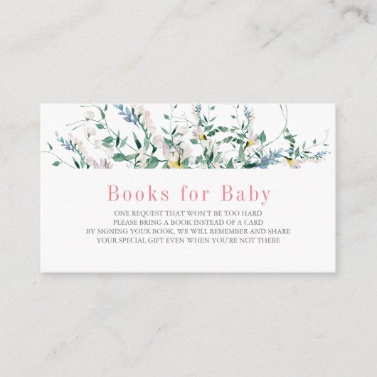 Baby showers voor de Waterverf van wilde bloemen v Informatiekaartje (Voorkant)