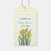 Baby showers Waterverf Daffodils Witte Strepen Cadeaulabel (Achterkant)