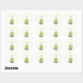 Baby showers Waterverf Daffodils Witte Strepen Ronde Sticker (Vel)
