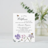 Baby showers wilde bloemen vieten roze bijenmeisje uitnodiging briefkaart (Staand voorkant)