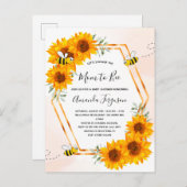 Baby showers zonnebloemen roos gouduitnodiging briefkaart (Voorkant / Achterkant)