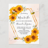 Baby showers zonnebloemen roos gouduitnodiging briefkaart (Voorkant)