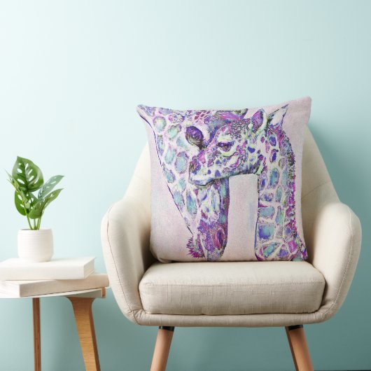 Baby Sierkussen met Paarse Giraffe afdrukken (Stoel)