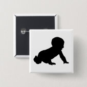Baby Silhouette Vierkante Button 5,1 Cm (Voorkant /achterkant)