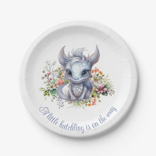 Baby Silver Dragon-Baby shower Papieren Bordje (Voorkant)