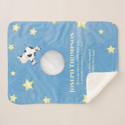 Baby Simple Blue Whimsical Nursery Rhyme Stars Sherpa Deken (Voorkant (horizontaal))