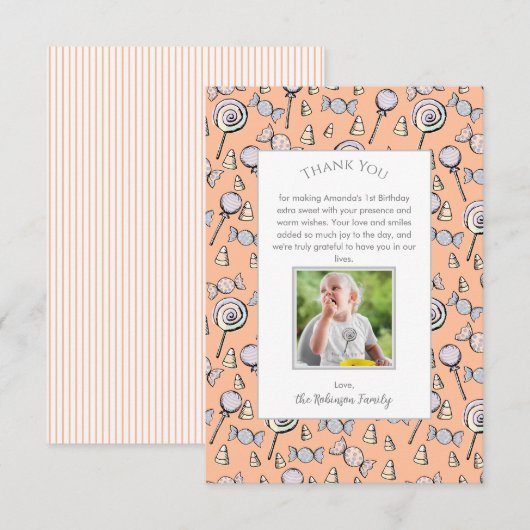 Baby Sinaasappel lief klein Snoep dank u kaart (Voorkant / Achterkant)