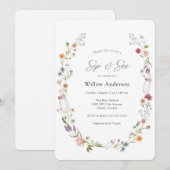 Baby Sip and See Wildflower Invitation Kaart (Voorkant / Achterkant)