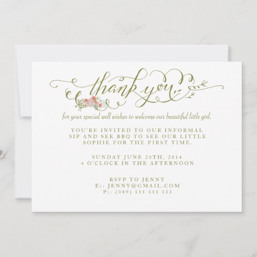 Baby Sip & Bekijk de geboorteaankondiging Kaart (Achterkant)