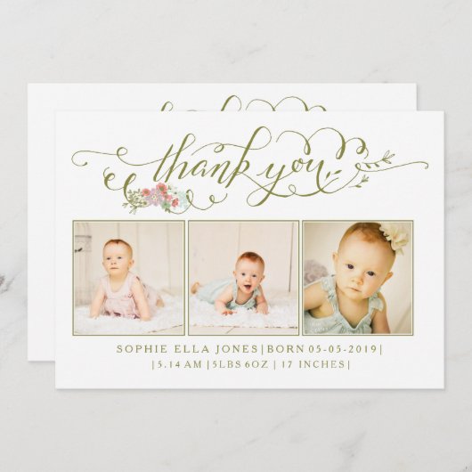 Baby Sip & Bekijk de geboorteaankondiging Kaart (Voorkant / Achterkant)