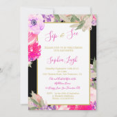 Baby Sip en zie Floral Rozen Gold Pink Kaart (Voorkant)