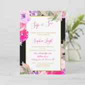 Baby Sip en zie Floral Rozen Gold Pink Kaart (Staand voorkant)