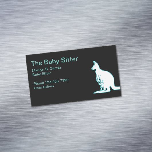 Baby Sitter Kangaroo Theme Magnetisch Visitekaartje (Voorbeeld)