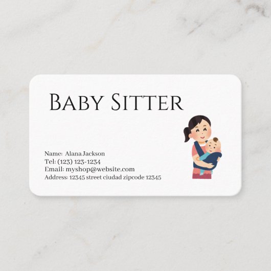  baby sitter services  business card visitekaartje (Voorkant)