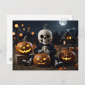 Baby-skelet in pompoenpatch briefkaart (Voorkant / Achterkant)