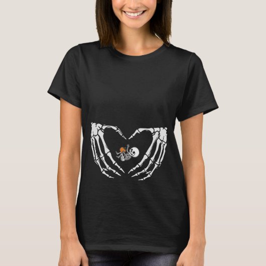Baby Skeleton Heart Hand Halloween röntgenfoto zwa T-shirt (Voorkant)