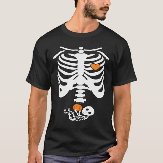 Baby Skeleton Thanksgiving Halloween Zwangerschap T-shirt (Voorkant)