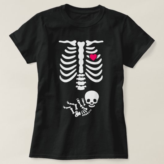 Baby Skeleton Zwangerschap Aankondiging röntgenfot T-shirt (Design voorkant)