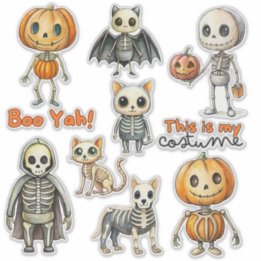 Baby Skeletons Custom-Cut Vinyl Sticker (Voorkant)