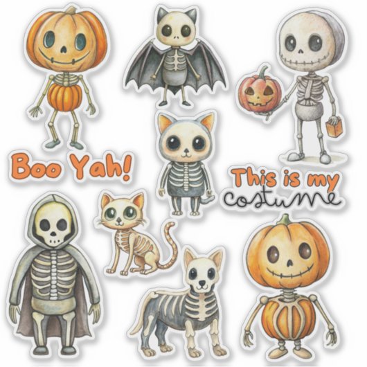 Baby Skeletons Custom-Cut Vinyl Sticker (Voorkant)