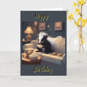 Baby skunk kleine stinker Verjaardag  Kaart (Gele Bloem)