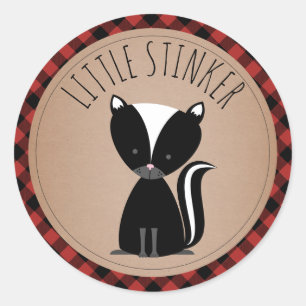 Baby Skunk Plaid Baby shower Ronde Sticker