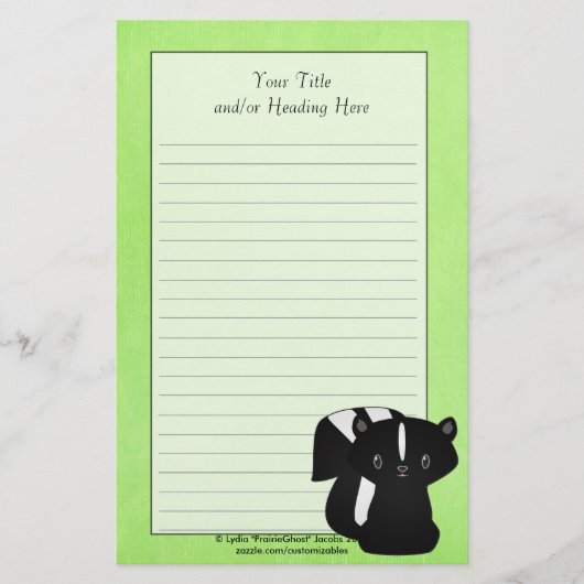 Baby Skunk Stationery Briefpapier (Voorkant)