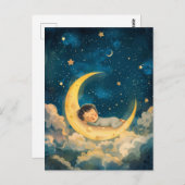 Baby Slapen op de maan Briefkaart (Voorkant / Achterkant)