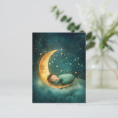 Baby Slapen op de maan Briefkaart (Staand voorkant)