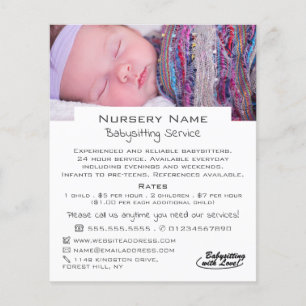 Baby slapende babysitter, dagverzorging, neurierig flyer