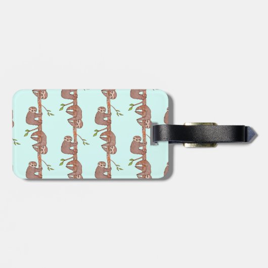 Baby sleuven hangen aan boompatroon bagagelabel (Achterkant horizontaal)