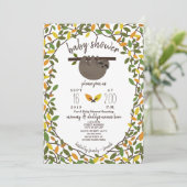 Baby Sloth Autumn Herfst Baby shower Greenery Kaart (Staand voorkant)