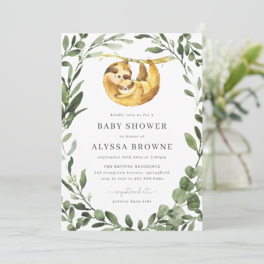 Baby Sloth Baby shower Kaart (Staand voorkant)