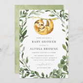 Baby Sloth Baby shower Kaart (Voorkant / Achterkant)