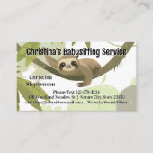 Baby Sloth Babysitter Kinderopvang Visitekaartje (Voorkant)