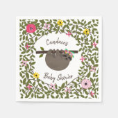 Baby Sloth Bloemen Groen Baby shower Servetten (Voorkant)