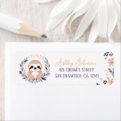 Baby Sloth Boho Floral Design - Retouradres Etiket (Insitu)