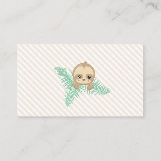 Baby Sloth Geslacht Neutrale Luier Raffle Ticket Informatiekaartje (Achterkant)