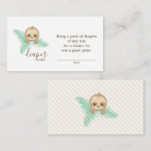 Baby Sloth Geslacht Neutrale Luier Raffle Ticket Informatiekaartje (Voorkant / Achterkant)