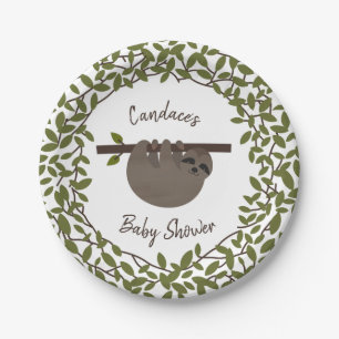 Baby Sloth Greenery Baby shower Papieren Bordje