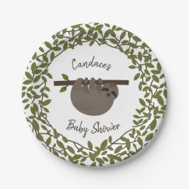 Baby Sloth groen Baby shower Papieren Bordje