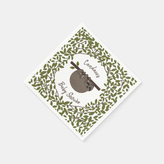 Baby Sloth groen Baby shower Servet (Hoek)