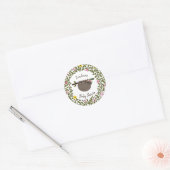 Baby Sloth Groen Bloemen Baby shower Ronde Sticker (Envelop)