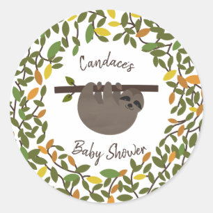 Baby Sloth herfst groen Baby shower Ronde Sticker