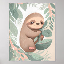 Baby Sloth Kwekerij Print Poster kunst aan de muur