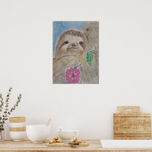 baby sloth poster (Keuken)