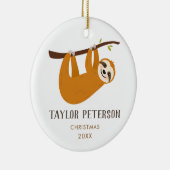 Baby Sloth Schattigee Baby Boy Christmas Keramisch Ornament (Rechts)