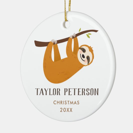 Baby Sloth Schattigee Baby Boy Christmas Keramisch Ornament (Links)