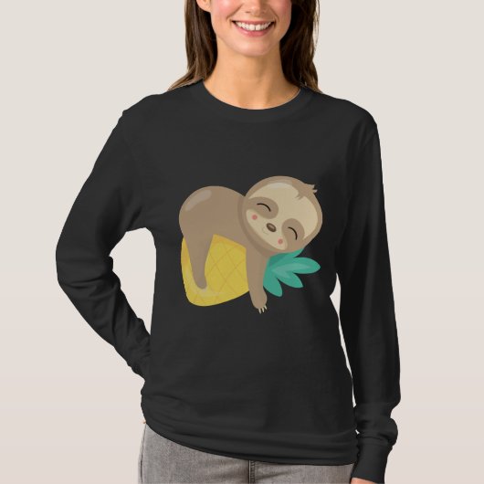 Baby Sloth Tropical Ananas Fruit Schattige T-shirt (Voorkant)